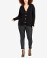 Фото #3 товара Plus Size Ribbed Knit Button Cardigan Sweater