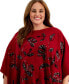 ფოტო #3 პროდუქტის Plus Size Floral Sequined Poncho Sweater