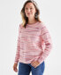 Petite Space-Dyed Waffle-Knit Crewneck Sweater, Created for Macy's