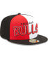 ფოტო #1 პროდუქტის Men's Black, Red Chicago Bulls Pop Front 59FIFTY Fitted Hat