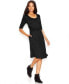 Фото #1 товара Maison Jules Women's Elbow Sleeve Faux Wrap Dress Scoop Neck Black XS