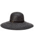 Фото #2 товара Bruno Magli Wide Brim Leather-Trim Straw Hat Women's Black