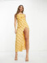 Фото #1 товара ASOS DESIGN textured cowl maxi dress with strappy detail in pale yellow