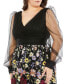 ფოტო #6 პროდუქტის Women's Plus Size Embroidered Puff Sleeve A Line Dress