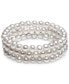 Фото #1 товара 3-Pc. Set White Cultured Freshwater Pearl (6-1/2 mm) Stretch Bracelets (Also in White/Gray/Peacock & White/Pink Gray)