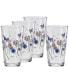 Фото #1 товара Breezy Floral 16-Ounce Tapered Cooler Glass, Set of 4