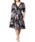 Plus Size Essential Wrap Dress with 3/4 Sleeves