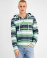 Фото #1 товара Men's Farley Striped Button-Placket Long Sleeve Hoodie, Created for Macy's