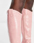 Фото #6 товара ASOS DESIGN Catapult heeled western knee boots in pink croc