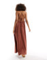 ASOS DESIGN v neck crochet bust maxi dress in rust