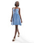 Фото #4 товара ASOS DESIGN cami with tie front bodice full skirt mini dress in blue