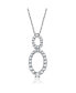 Фото #1 товара Sterling Silver White Gold Plated Oval Shape Micro Pave Cubic Zirconia Drop Pendant