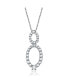 ფოტო #1 პროდუქტის Sterling Silver White Gold Plated Oval Shape Micro Pave Cubic Zirconia Drop Pendant