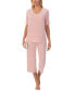 Printed Elbow-Sleeve Top & Capri Pants Pajama Set