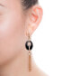 ფოტო #2 პროდუქტის Black Onyx 20x15mm Dangle Earrings in Rose Gold over Silver