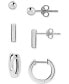 3-Pc. Set Polished Ball Stud, Bar Stud, & Huggie Hoop Earrings, Created for Macy's