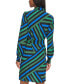 ფოტო #2 პროდუქტის Women's Geometric Stripe Print Silky Crepe Shirt Dress