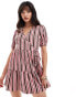 Фото #3 товара Wednesday's Girl striped tiered wrap smock dress in pink