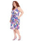 Фото #3 товара Plus Size Floral-Print Square-Neck Dress