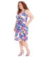 ფოტო #3 პროდუქტის Plus Size Floral-Print Square-Neck Dress