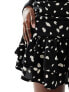 Фото #5 товара AX Paris ruffle hem mini dress in black and white spot print