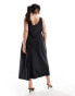 Pretty Lavish Curve satin slip maxi dress in black Черный, 52 - фото #4