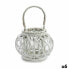 Candleholder White wicker Glass 30 x 19 x 25,5 cm (6 Units)