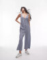 Фото #1 товара Topshop textured button down jumpsuit in stripe