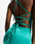 Фото #3 товара NaaNaa satin cowl neck midi dress with tie back detail in turquoise