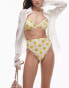 Topshop underwire bikini top in sun print in white