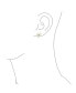 ფოტო #2 პროდუქტის Romantic Heart-Shaped Petals White Flower Cats Eye CZ Accent Button-Style Quartz Stud Earrings with Omega Clip for Women in Gold Plated