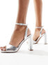 Фото #1 товара ASOS DESIGN Noah barely there block heeled sandals in silver