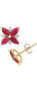 ფოტო #6 პროდუქტის Sapphire (1-5/8 ct. t.w.) & Diamond (1/8 ct. t.w.) Flower Stud Earrings in 14k Gold (Also in Ruby)