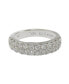 ფოტო #2 პროდუქტის Suzy Levian White Cubic Zirconia in Sterling Silver Pave Half Eternity Ring