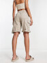 ASOS DESIGN longline cargo short with contrast stitch in mushroom