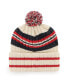 Men's Natural Boston Red Sox Home Patch Cuffed Knit Hat with Pom