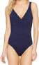 Фото #1 товара Tommy Bahama 169968 Women's One Piece Gathered V Neck Swimwear Size 6