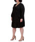 ფოტო #4 პროდუქტის Plus Size Printed Faux-Wrap Long-Sleeve Dress