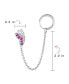 ფოტო #3 პროდუქტის Helix Double Piercings Chain & Cable Ear Cuff Cartilage Earlobe CZ Pink Butterfly Tree of Life Earrings For Women .925 Sterling Silver Body Piercing