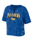 ფოტო #3 პროდუქტის Women's Royal Pitt Panthers Bleach Wash Splatter Notch Neck T-shirt