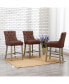 Фото #5 товара 24" Linen Tufted Buttons Upholstered Wingback Counter Stool (Set of 3)