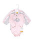 ფოტო #2 პროდუქტის Baby Girls Cotton Long-Sleeve Bodysuits, Pink Gray Elephant 5-Pack