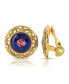 Фото #1 товара Серьги 2028 Gold Tone Flower Decal Stone Clip