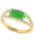 ფოტო #1 პროდუქტის EFFY® Dyed Green Jade & Diamond (1/4 ct. t.w.) Openwork Ring in 14k Gold