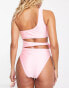 South Beach one shoulder swimsuit with cut out detail in pink