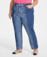 ფოტო #3 პროდუქტის Trendy Plus Size Two-Tone Straight-Leg Jeans, Created for Macy's