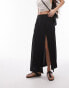 Topshop button split midi skirt in black