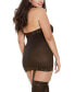 Фото #4 товара Women's Plus Size Sheer Halter Garter Dress with Attached Garters and Stockings Lingerie Set