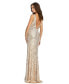 Women's Sequined Faux Wrap Sleeveless Gown