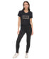 ფოტო #1 პროდუქტის Women's Studded-Logo Crewneck Short-Sleeve Top